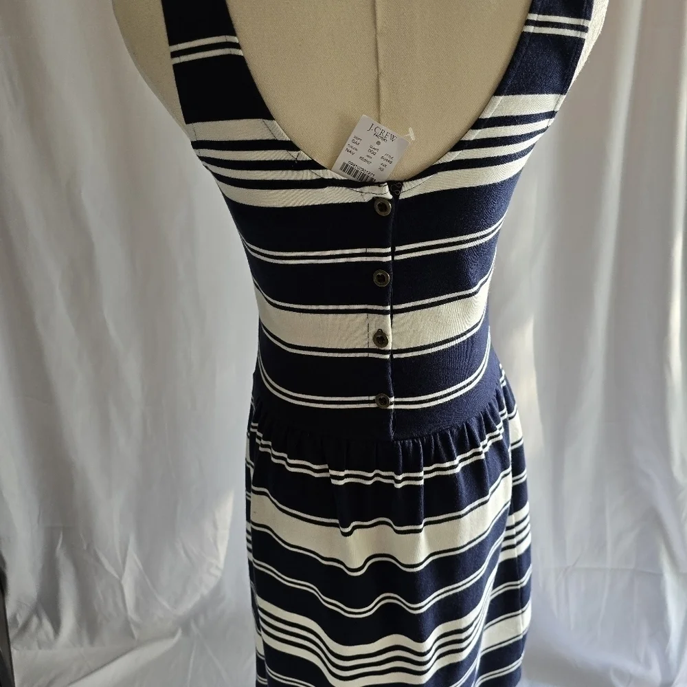 J  Crew NWT Dress Black and White Stripe Sleeveless Button Back Mini XS - Picture 6 of 10